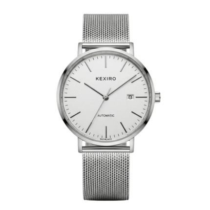 KEXIRO Automatisk Klocka med Mesharmband Minimalistisk Herrklocka Stål
